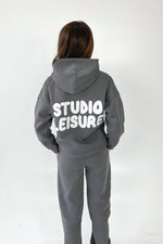 Mini studio leisure steel grey bubble printed hoodie